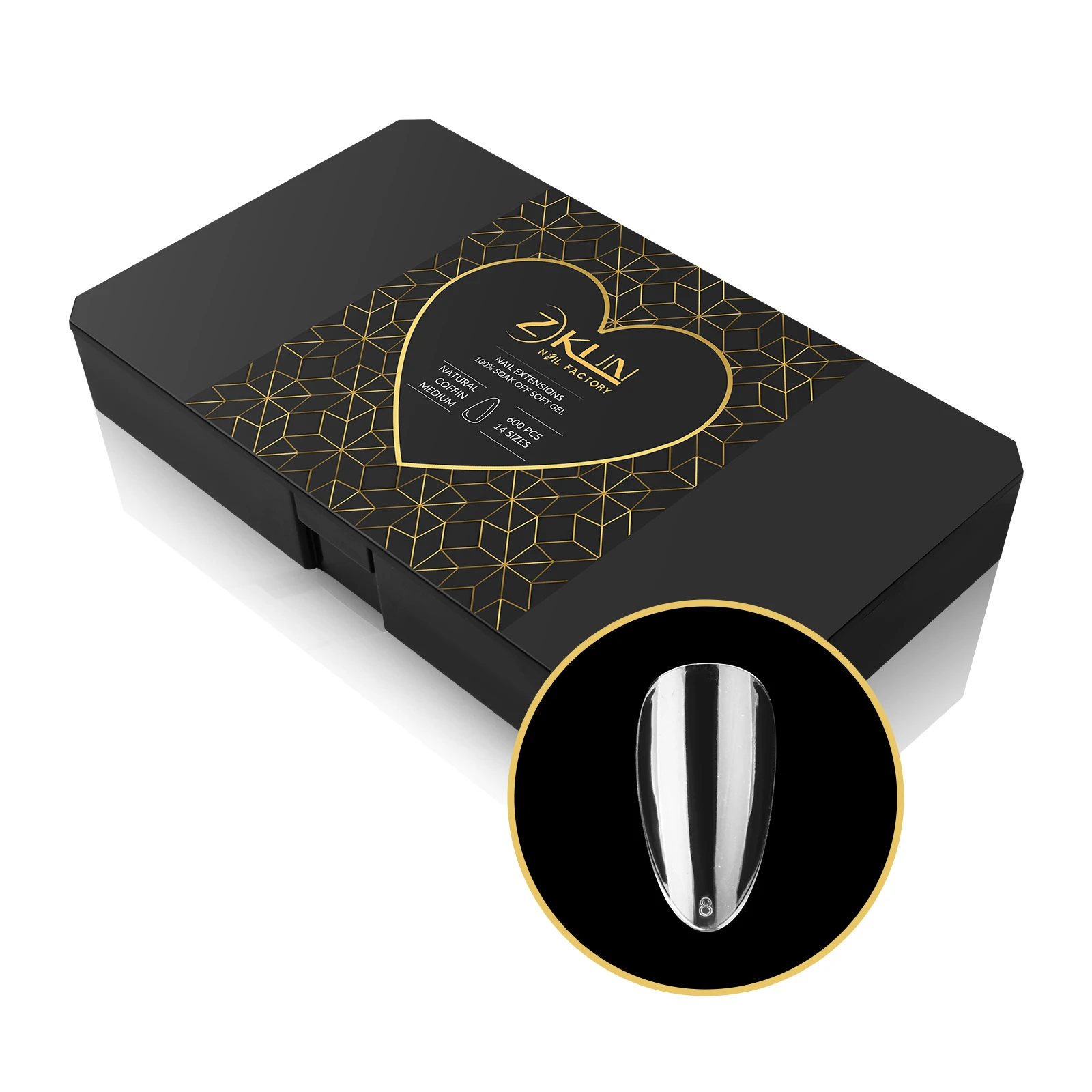 Factory Custom 14 Sizes Personalized Reasonable Price Nail Tips Almond Short Full Cover Nail Tips Clear 168pcs/box