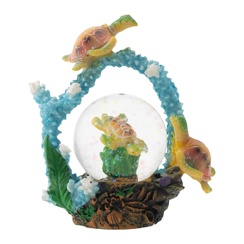 Ocean Life Beach Themed Gift Decor Figurine Snowglobe Handmade Crystal Water Ball Turtle Snow Globes