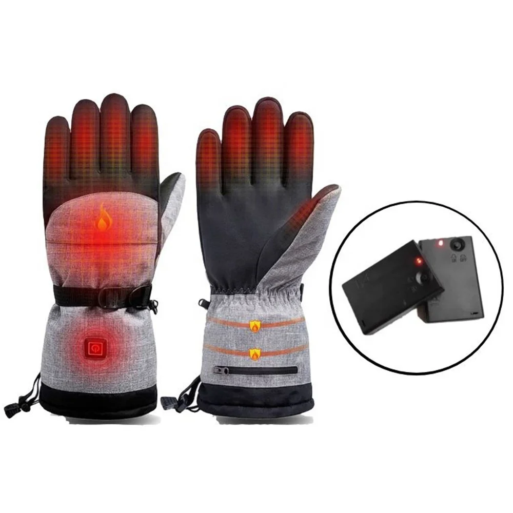 Amazon hot selling winter heating windproof waterproof touch screen rechargeable battery ski gloves for