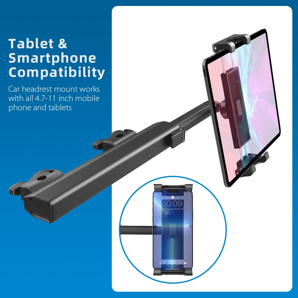 Aluminium Alloy Car Headrest Tablet Phone Stand Adjustable Backseat Tablet Mobile Phone Holder Car Mount