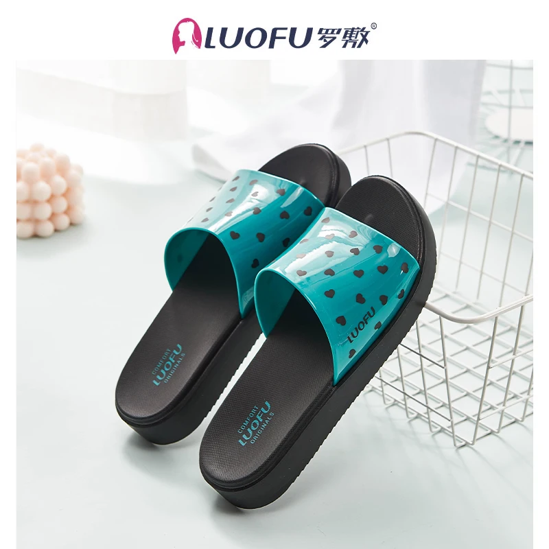 LUOFU ladies slipper eva high heel sandals slippers indoor and outdoor luofu heard shape  pattern printing slipper