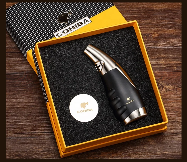 Amazon Torch Jet Flame Windproof Cigar Zinc Alloy Lighter with Punch Butane