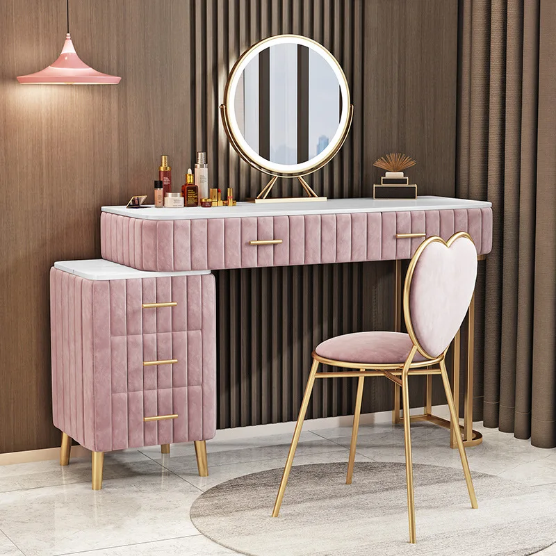 
Simple modern gold dressing table Make up table and chair combination Bedroom dresser with drawer 