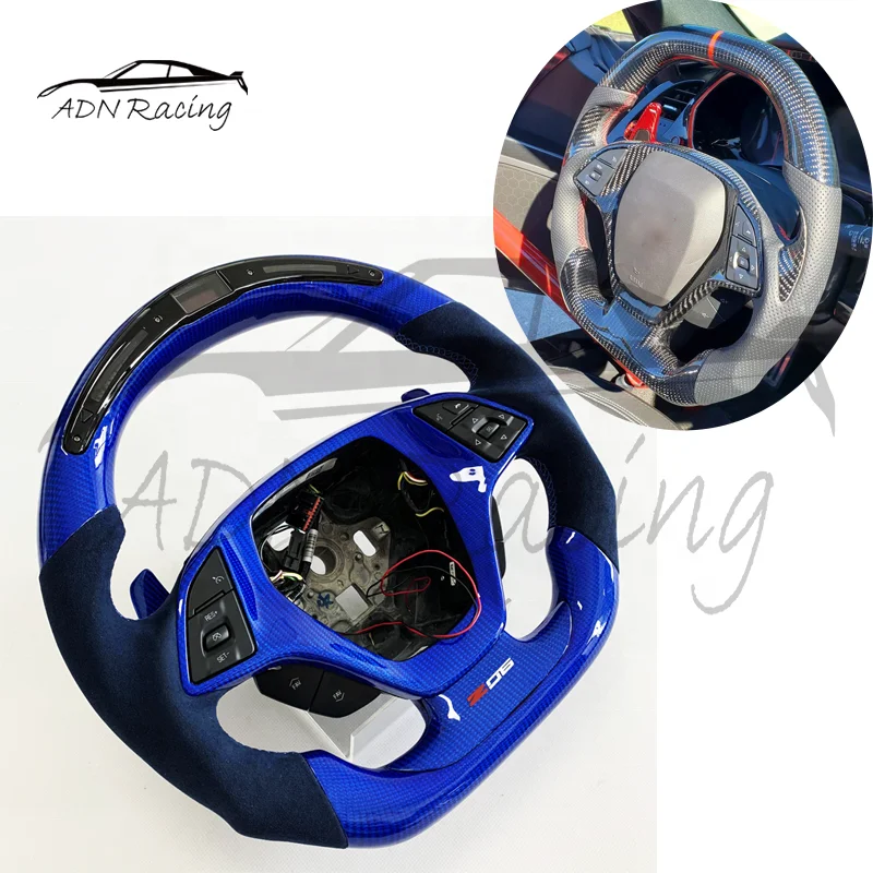 LED Racing Shift Light Carbon Fiber Custom Steering Wheels For Corvette C7 Z06 2014-2019