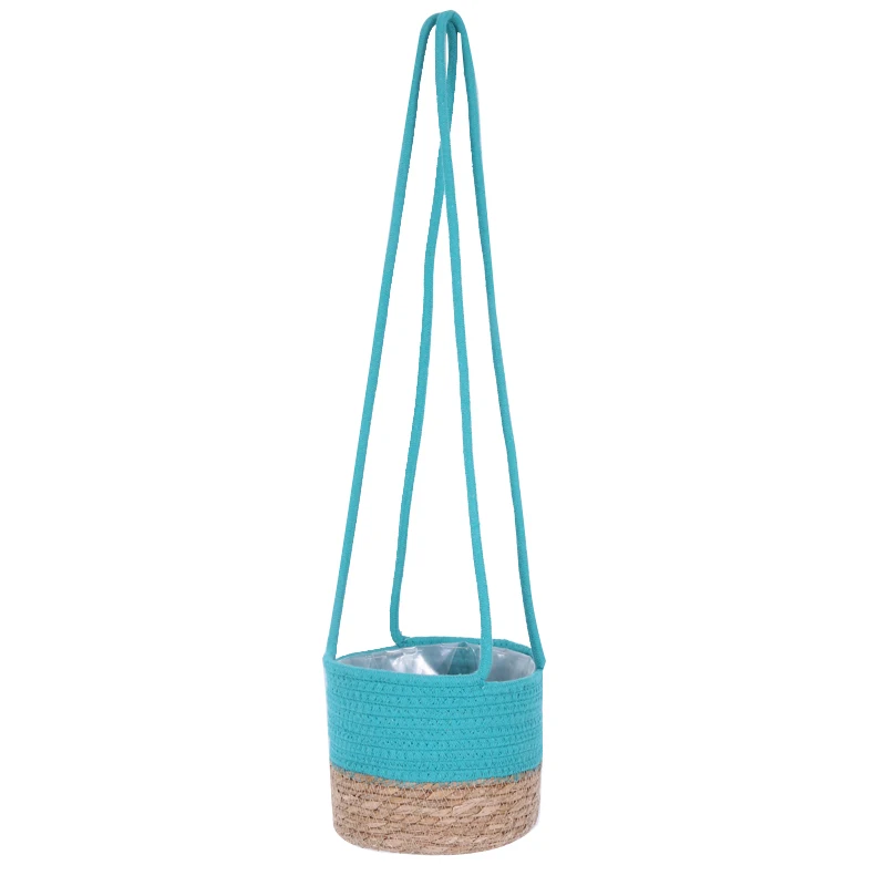 Handmade Woven Cotton Pure Color Rope Storage Baskets Cotton Rope Wall Basket For Sale