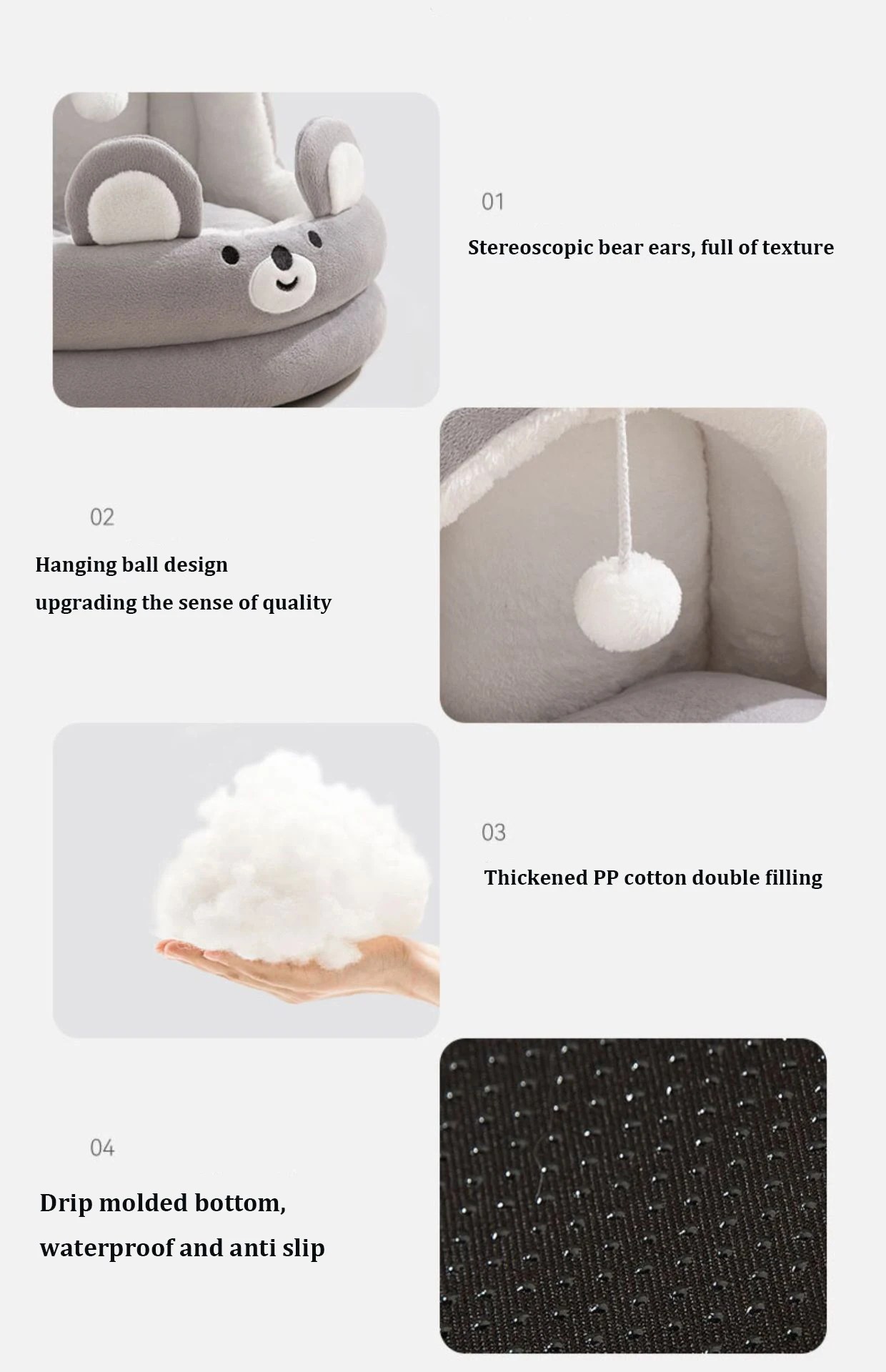 Pet Cat Dog House Cave With Plush Interactive Toy Ball Cat Folding House Bed Plush Cat House With Ears