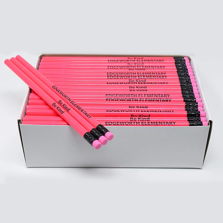 Bulk Wooden Standard Colored Pencils With Customized Lead Eraser Topper Logo Colour For School Hotel