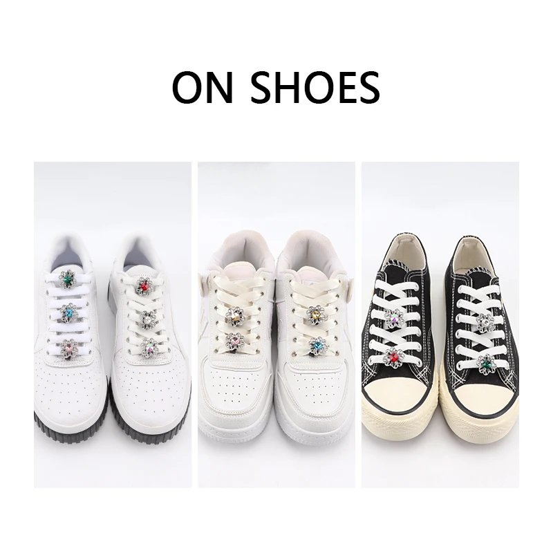 Diamond Flowers Shoelaces Decoration Clip Shoe Charms Shiny Crystal Rhinestone Pearl Buckle AF1 Sneakers shoe clips accessories