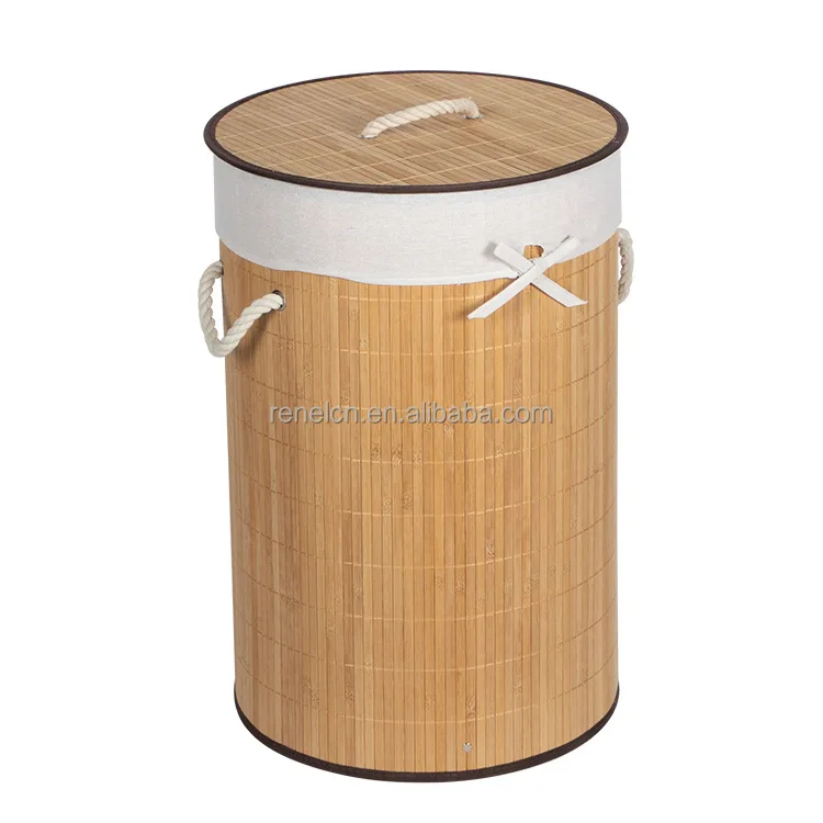 Amazon Top Seller Natural Bamboo Laundry Storage Woven Foldable Laundry Basket