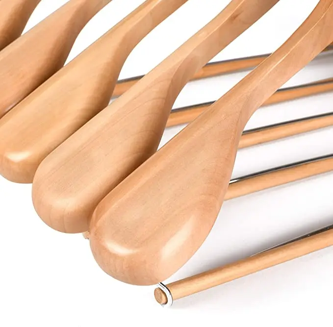 Natural Luxury Wooden Suit Hangers Wide Wood Hanger for Coats and Pants with Locking Bar suit hanger luxury
