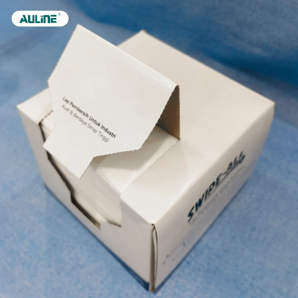 Wholesale Custom Boxed Industrial Dry Disposable White Spunlaced Nonwoven Cleaning Cloth Wipes