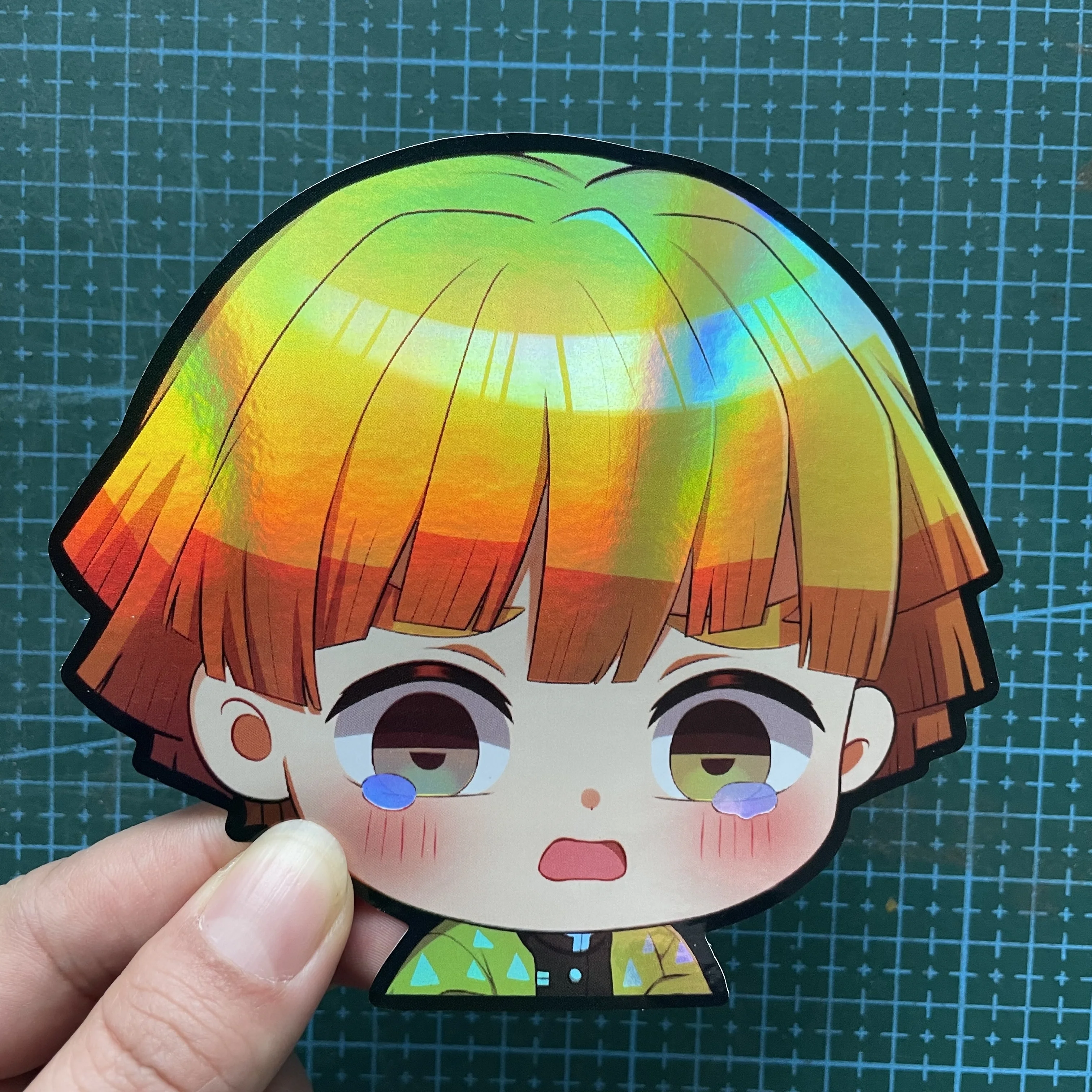 Custom High Quality Waterproof Rainbow Silver 3D Laser   Carton Die Cut Glitter Holographic Sticker