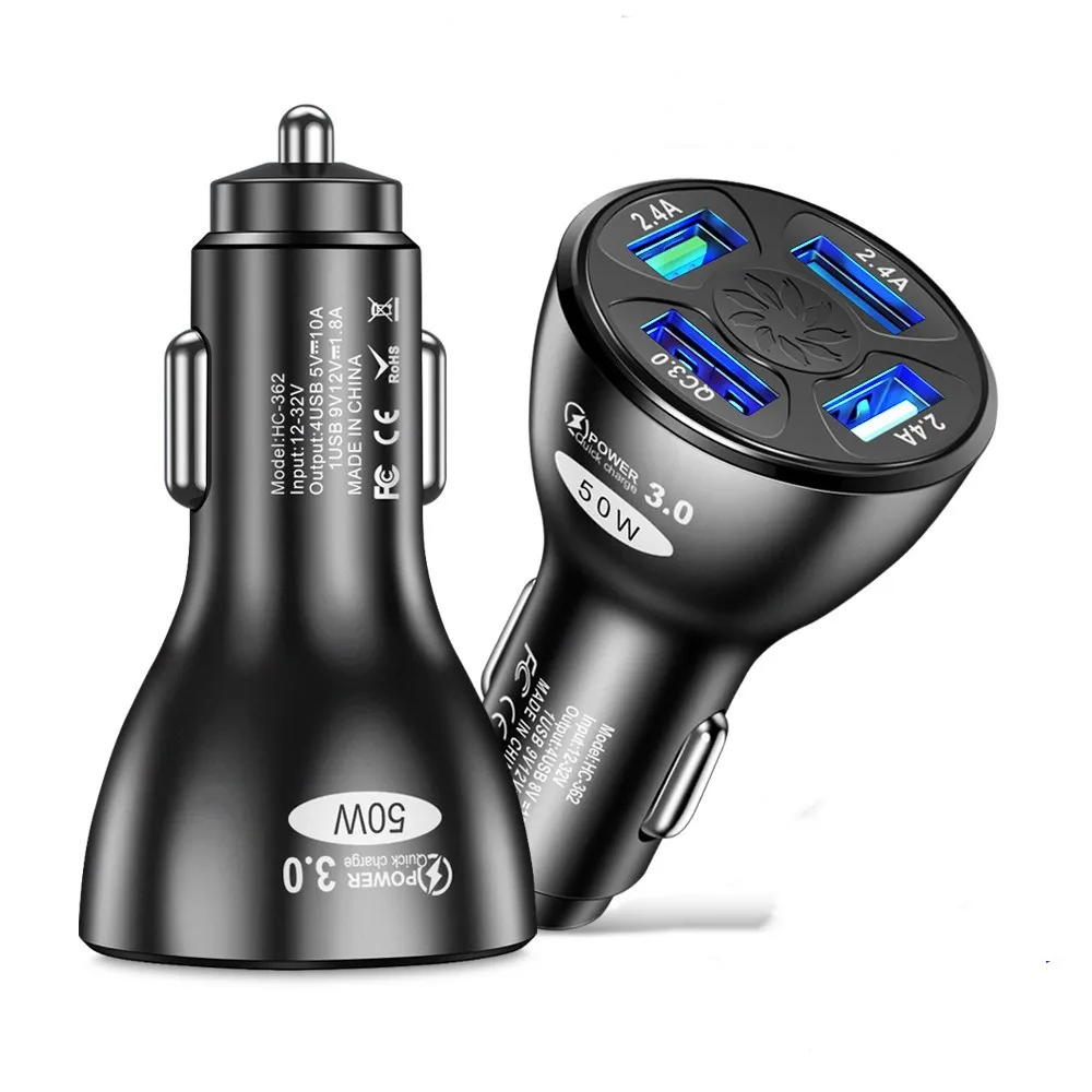 Qc3.0 4USB car charging fast charging car charger one driven four car charger