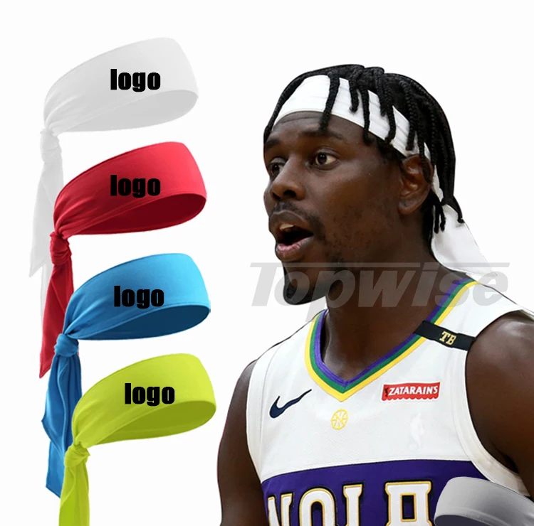 Wholesale Custom logo Tennis Workout Run Fitness Sweatband Elastic Sports Tie Back Headband For Men Women
