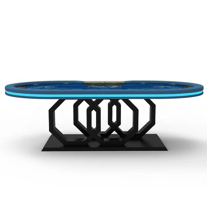 YH 260cm Casino Standard Customized Logo Texas Poker Table With Golden Chips Tray and Water Cups