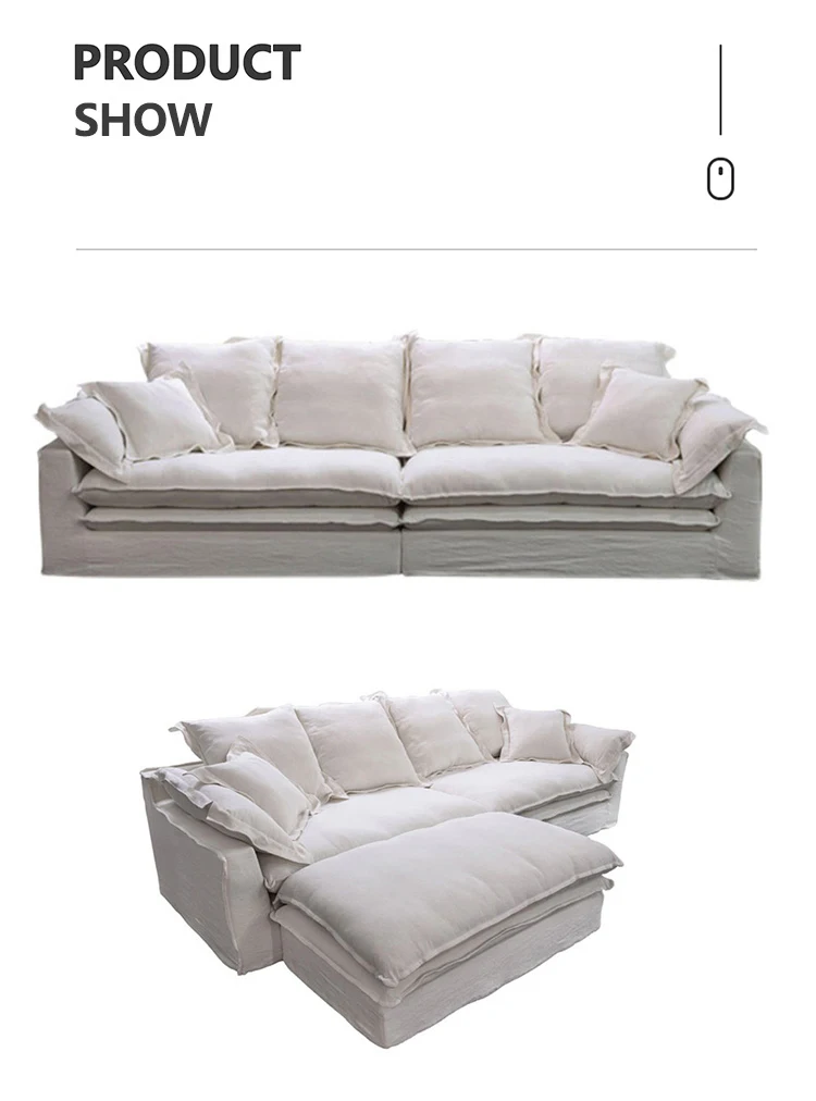 New design Modern luxury Big Cloud living room sofa set furniture cushion feather filled white L-shaped modular sofa set