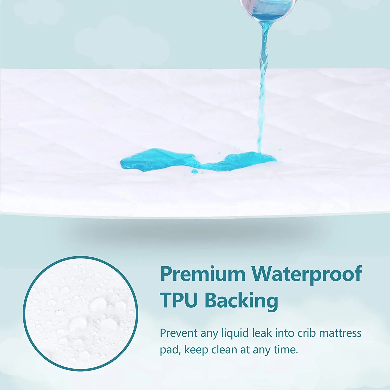 2 Pack Waterproof Crib Mattress Protector, Soft Breathable Bamboo Quilted Fitted Baby Mattress Cover, Noiseless, Breathable Deep