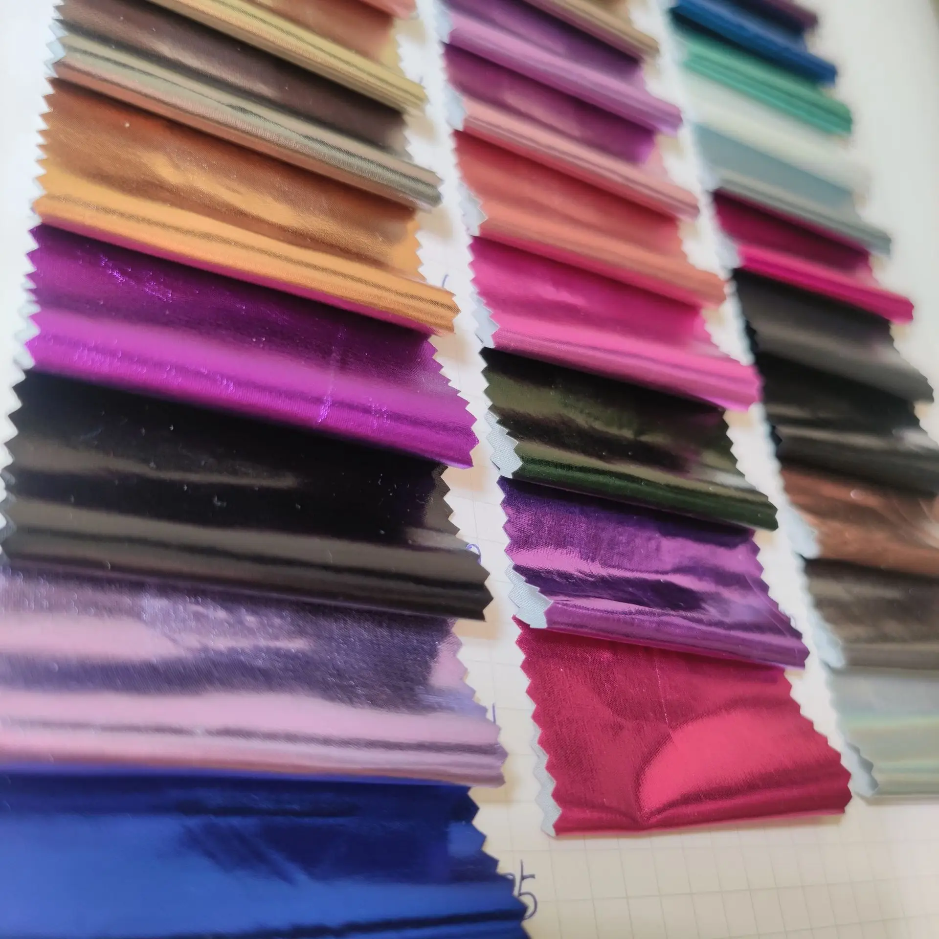 Metallic Foil color shiny glossy coating woven non stretch polyester waterproof fabric for bag Glitter Fabric for coat, jacket