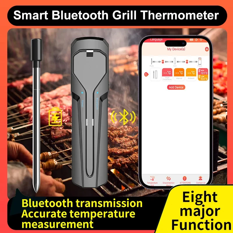 Smart Wireless Meat Thermometer Instant Read Food Thermometer Bbq Digital Pen Thermometer Oven Temperature Gauge