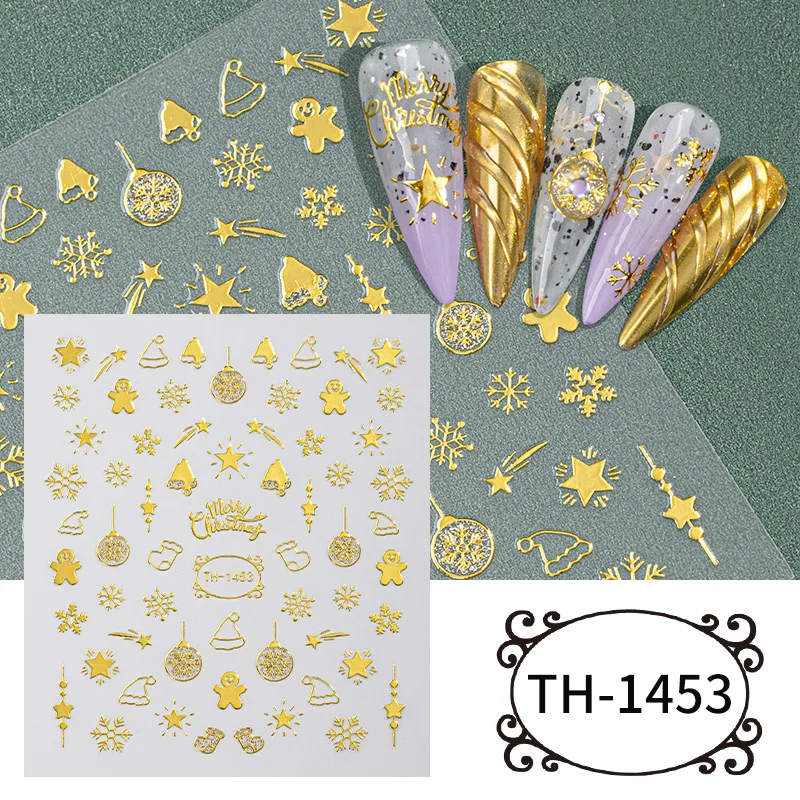 2024 Christmas Style Nail Decals Sticker Hot Selling Cute Adhesive Sticker Factory Wholesale Plastic Nail Art Bag