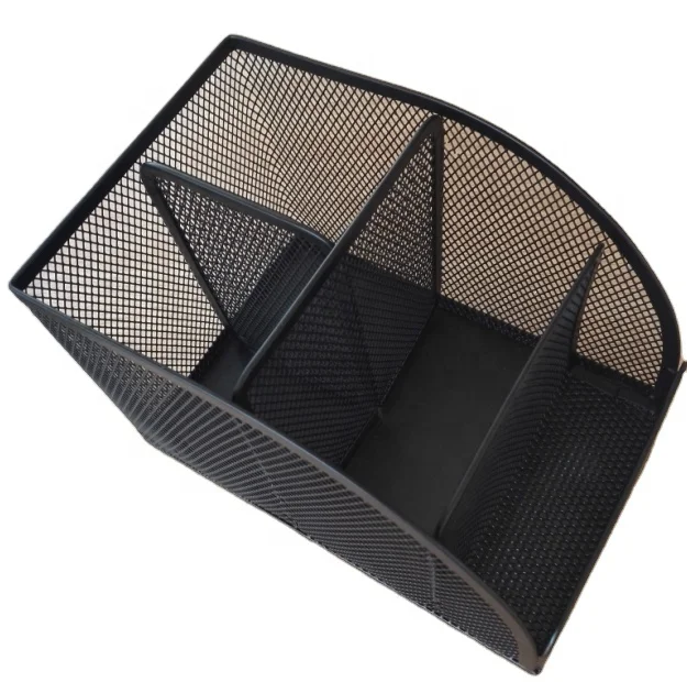 wholesaler  office accessory supply metal mesh 4 compartment accessories storage desk organizer