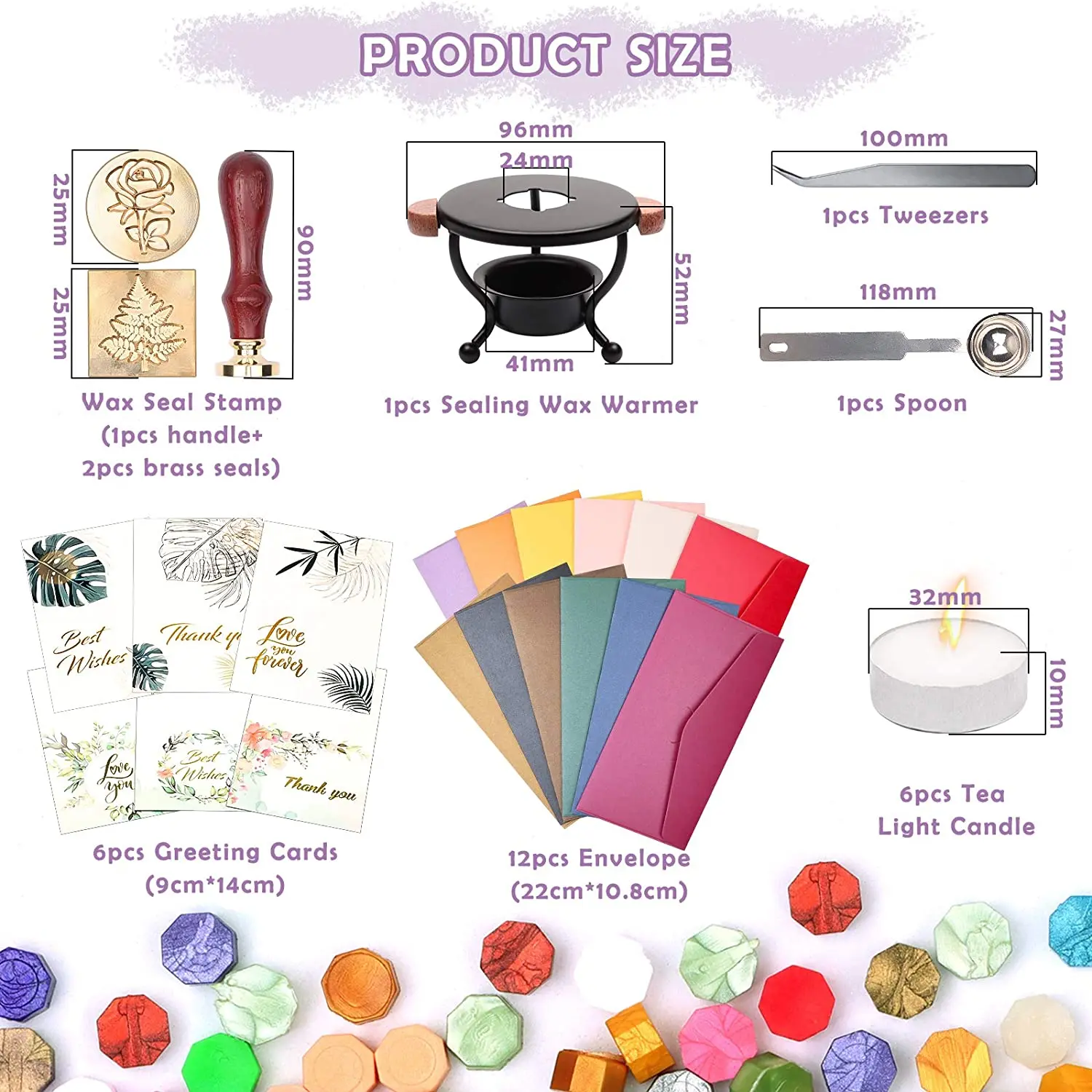 Подарочная коробка, 624 шт. бусин с теплым конвертом, чайная легкая печать, восковой штамп, восковые бусины, восковые палочки
