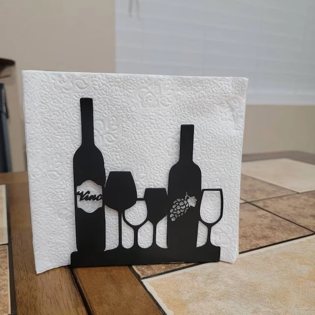 Wine And Glass Metal Napkin Holder Wine Tissue Holder Personalized Modern Napkin Dispenser For Bar Cafe Restaurant Home Gift