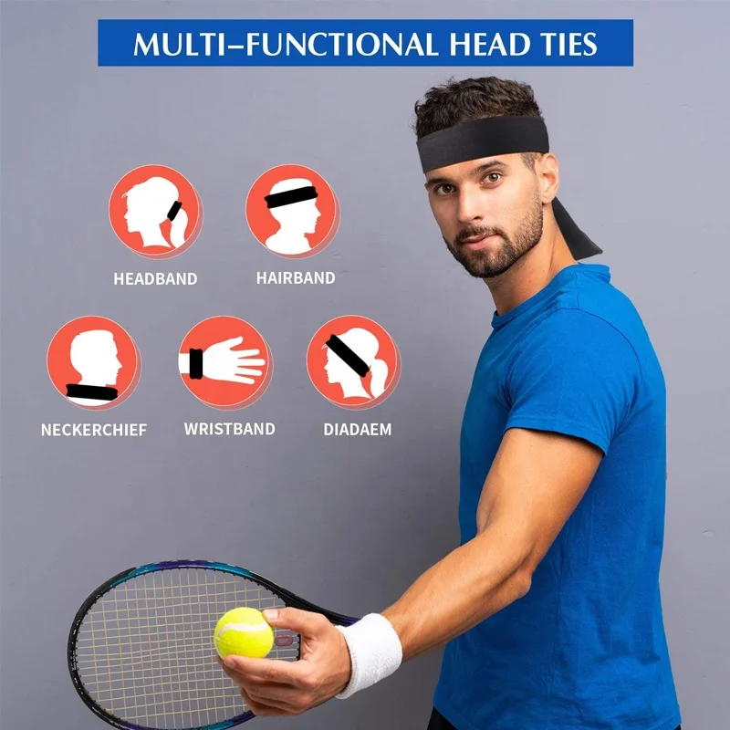 Sport Head Band Gym Running Tennis Football Mesh Fabric Dry Tie  Fit Sweatband Custom Ninja On Headband Printed Logo Basketball