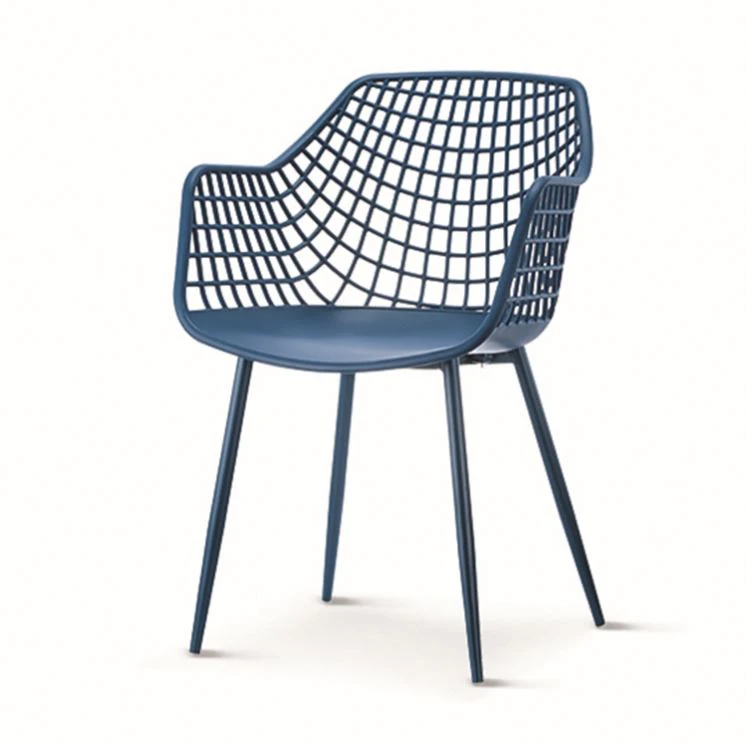 New Product Hot Sale Molding Chairs Mesh Back Pp Seat Cheaper Price Plastic Chair with Metal Frame Legs Dining Chair Modern