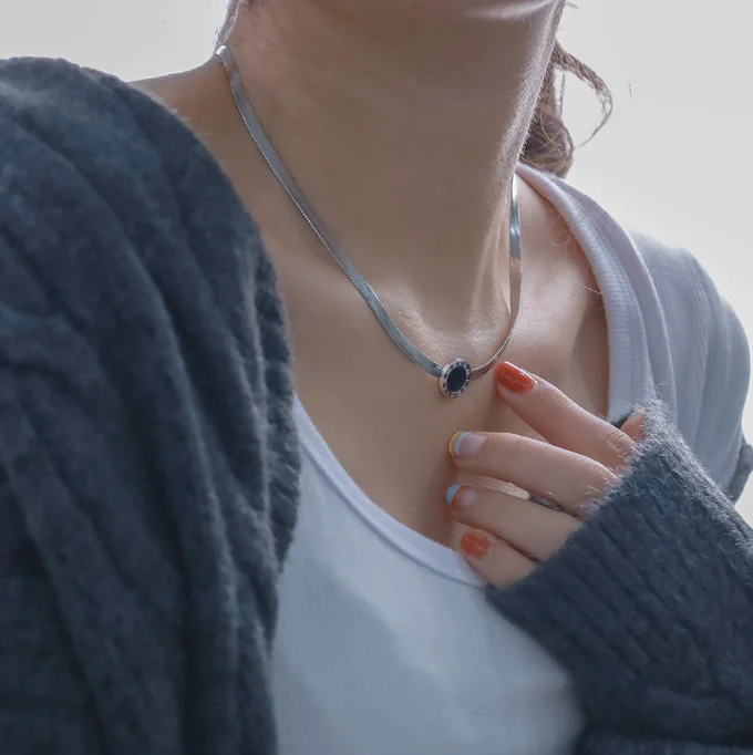 Cross-Border Hot Simple Roman Numerals Snake Bone Chain Ins Wind Stainless Steel Do Not Fade Necklace Female Niche Jewelry