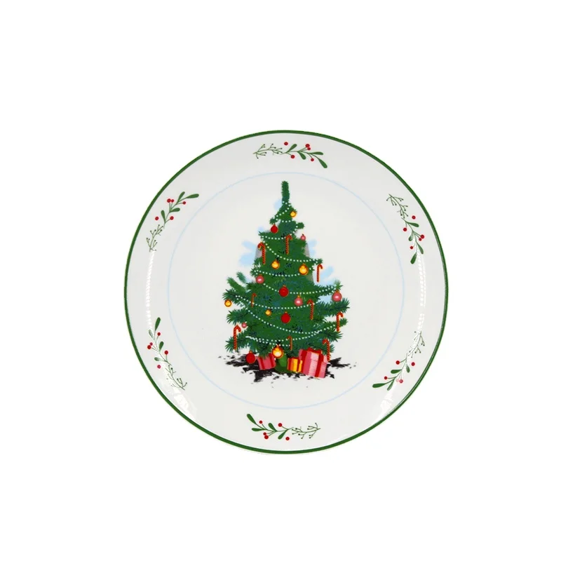 Christmas Hot Sale Ceramic Tableware Christmas Tree Pattern Kitchen Plate Set