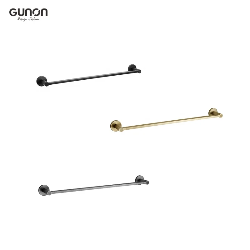 Bathroom Shelf with Towel Bar New Style Matte Black Bathroom Accessories Single Rod Wall Mounted Brass copper Contemporary