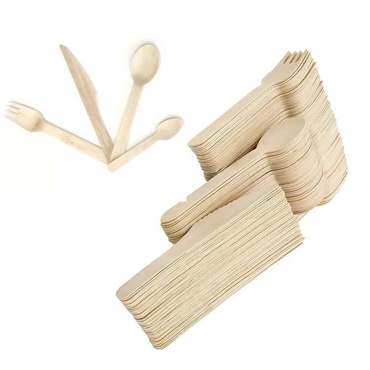 Biodegradable disposable buy wooden cutlery spoon fork knife Biodegradable Wooden Cutlery Disposable Birch Wood