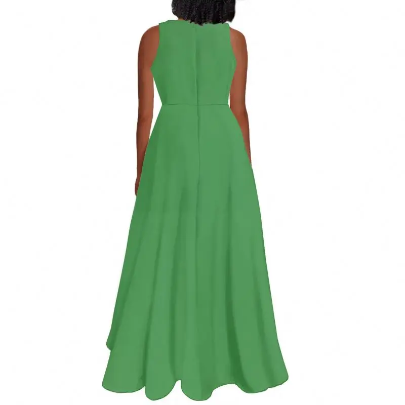 Women Summer Dresses Jamaica National Flag Printed Beach Sleeveless Vintage Pocket A-line Casual Fitted Cocktail Long Maxi Dress