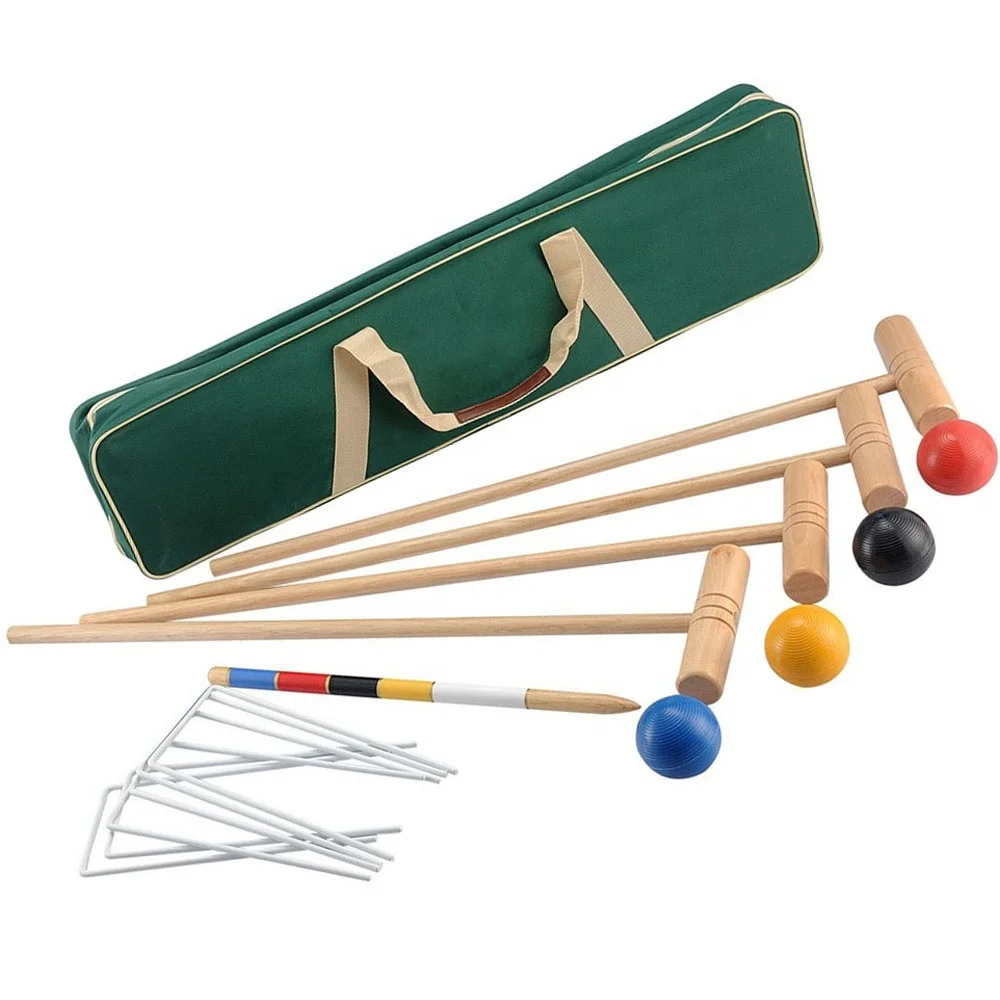 Premium Best Selling Classic Lawn Yard Outdoor Games  Wooden Croquet Set for Kids