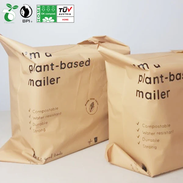 Plant Based  Eco Friendly Biodegradable Logo Design Custom Printed Mailing Clothing Shipping Envelope Corn Starch Poly Mailers