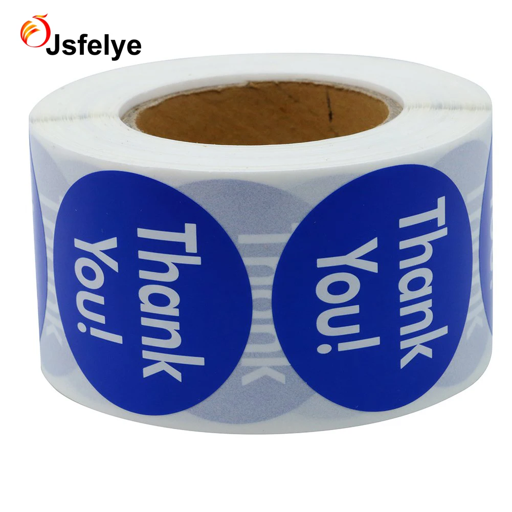 1.5 inch Blue Thank You Stickers Round Self Adhesive Labels