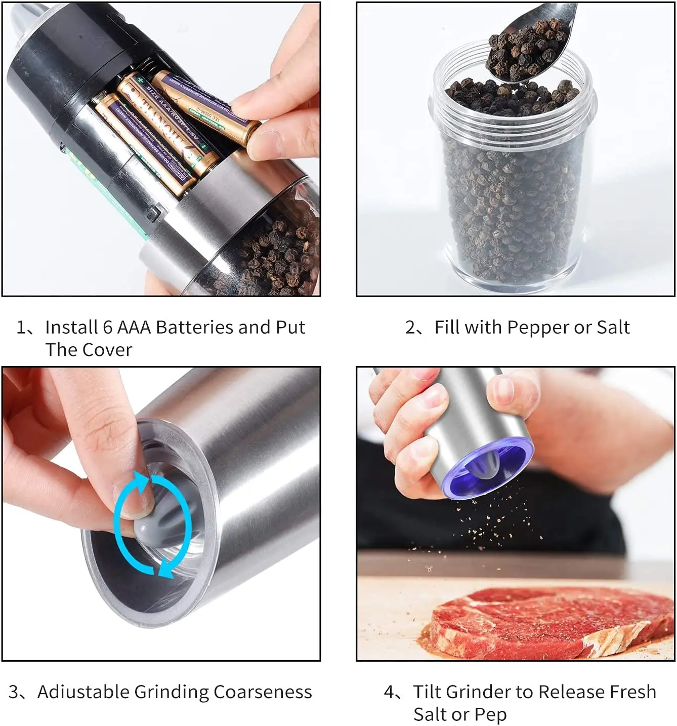 Electric gravity salt and pepper grinder set creative spice jar rechargeable Black pepper mill grinder