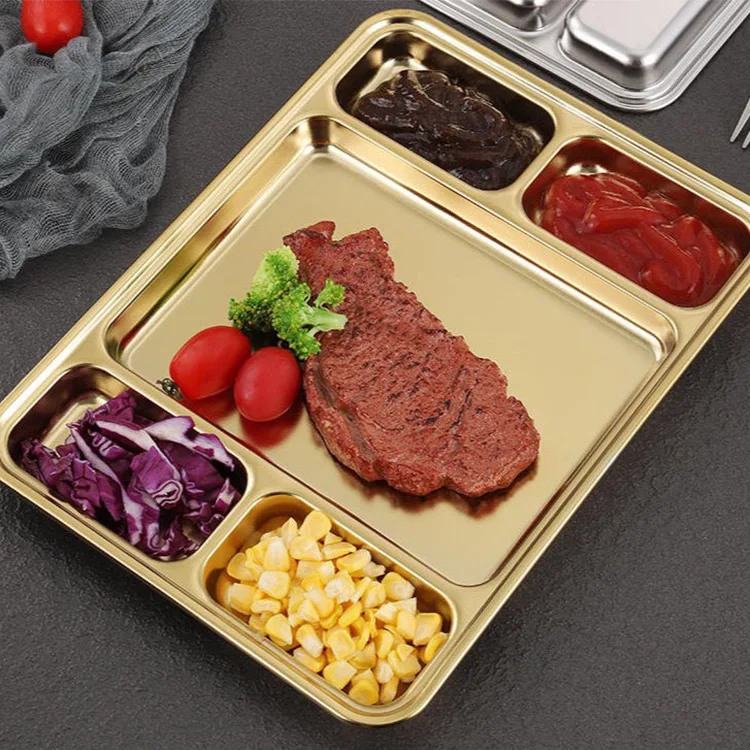 Stainless steel 304 divided fast food canteen Korean seasoning tray