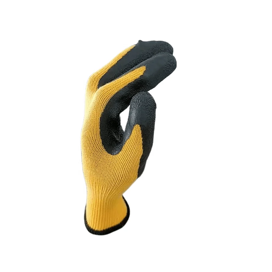 Personal protective equipment crinkle finish anti slip custom logo oil resistant CE EN 388 latex coated safety gloves