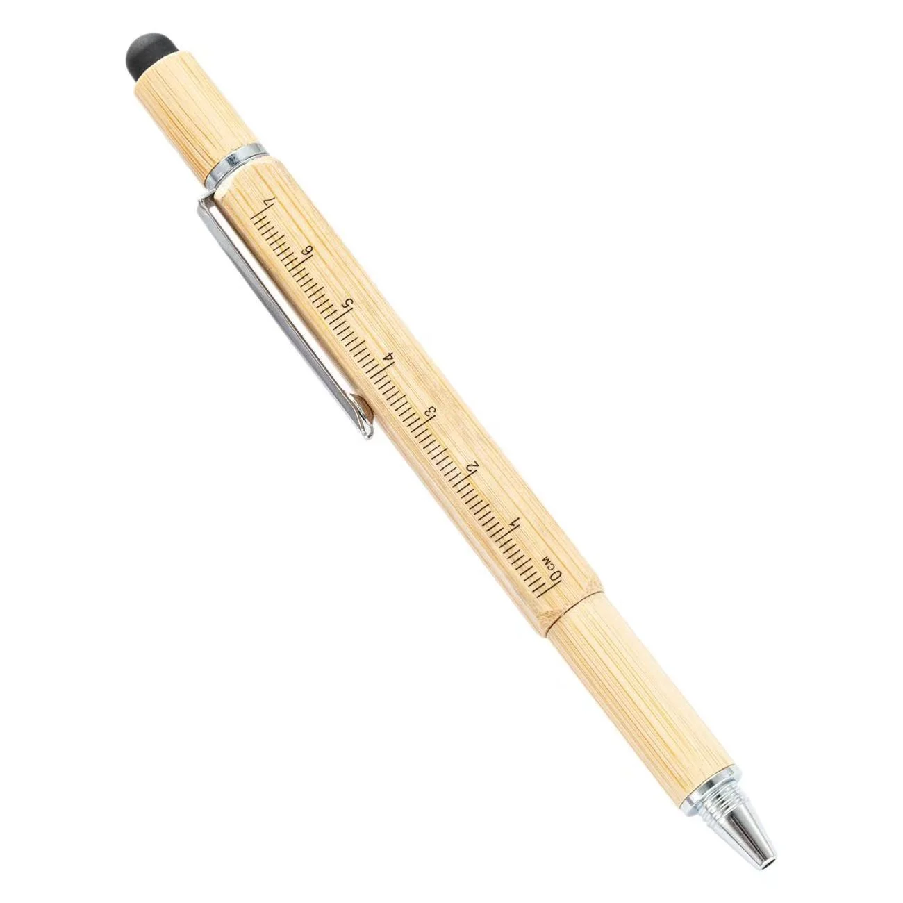 Personalize 6 in 1 Stylus Custom Engraved tool wood Ballpoint pen with Level and Screwdrivers