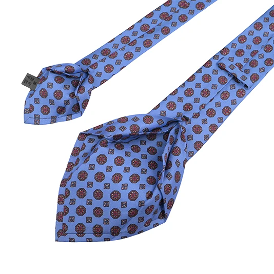 Pure Silk Wholesale Men Necktie Custom 7 Fold Printed Tie