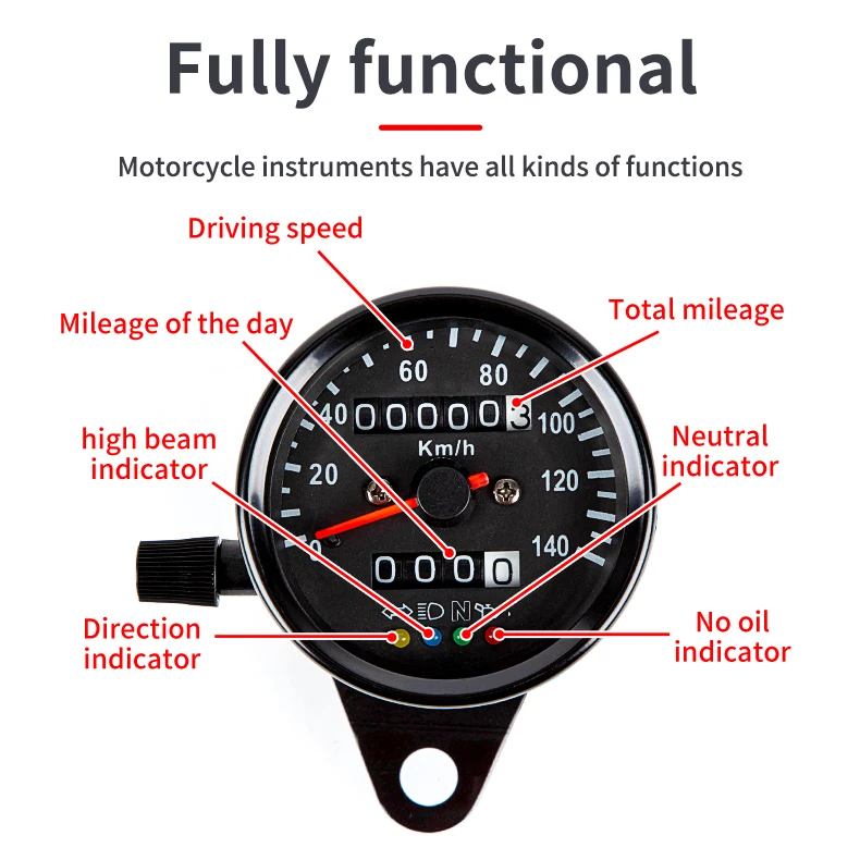 Wholesale Cafe Racer Motorcycle Double Odometer Cg125 Digital Speedometer 140kmh