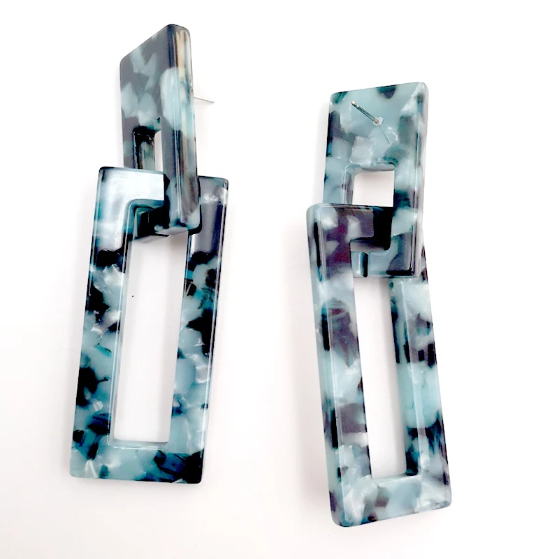 Акриловые серьги в коробке, пластиковые геометрические серьги-капли, модные ювелирные изделия для женщин, 12 пар, прямоугольник для установки карт