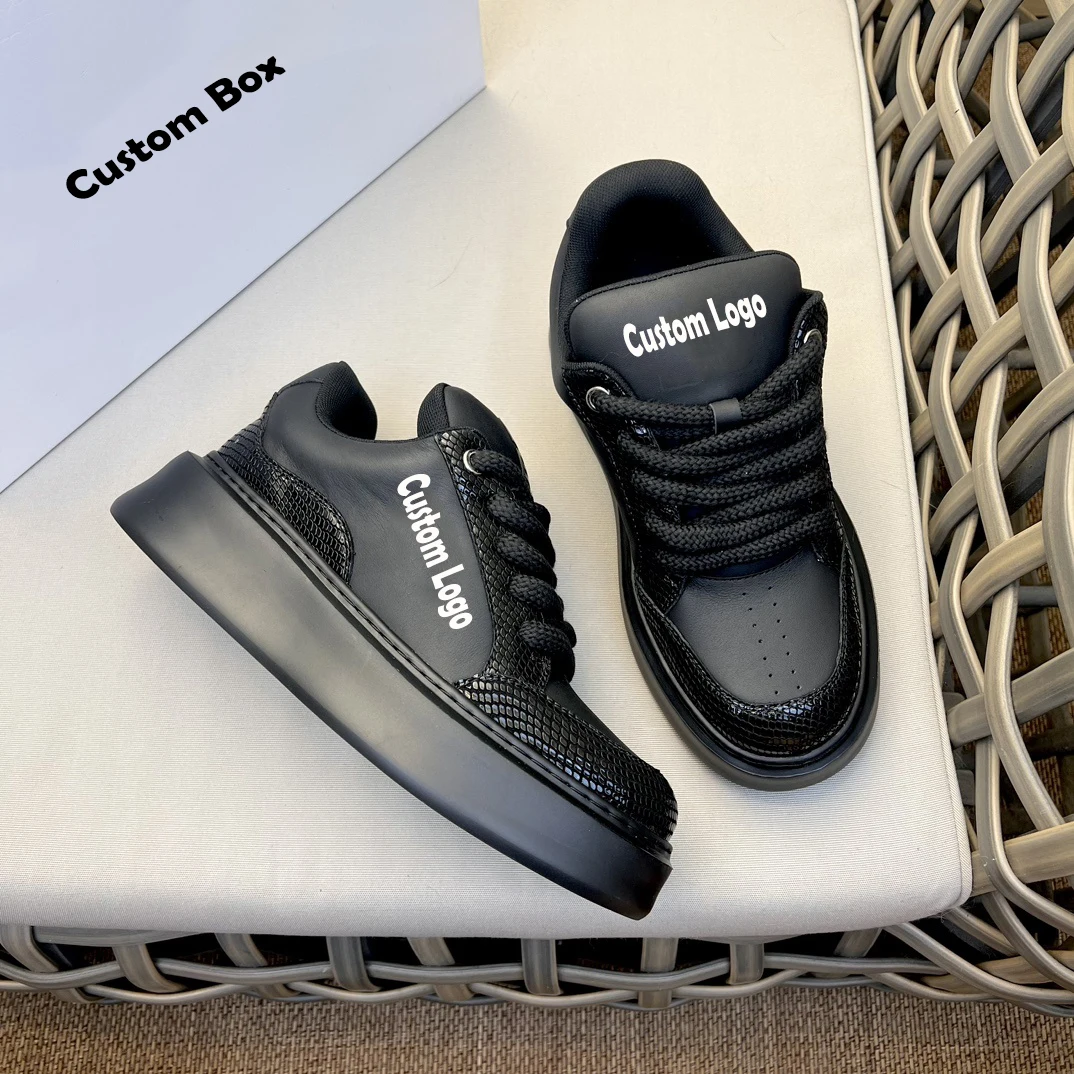 Custom walking style shoes Low-Top Sneakers Buffed Calfskin Sneakers For Men Genuine Leather Cap Toe Sneakers