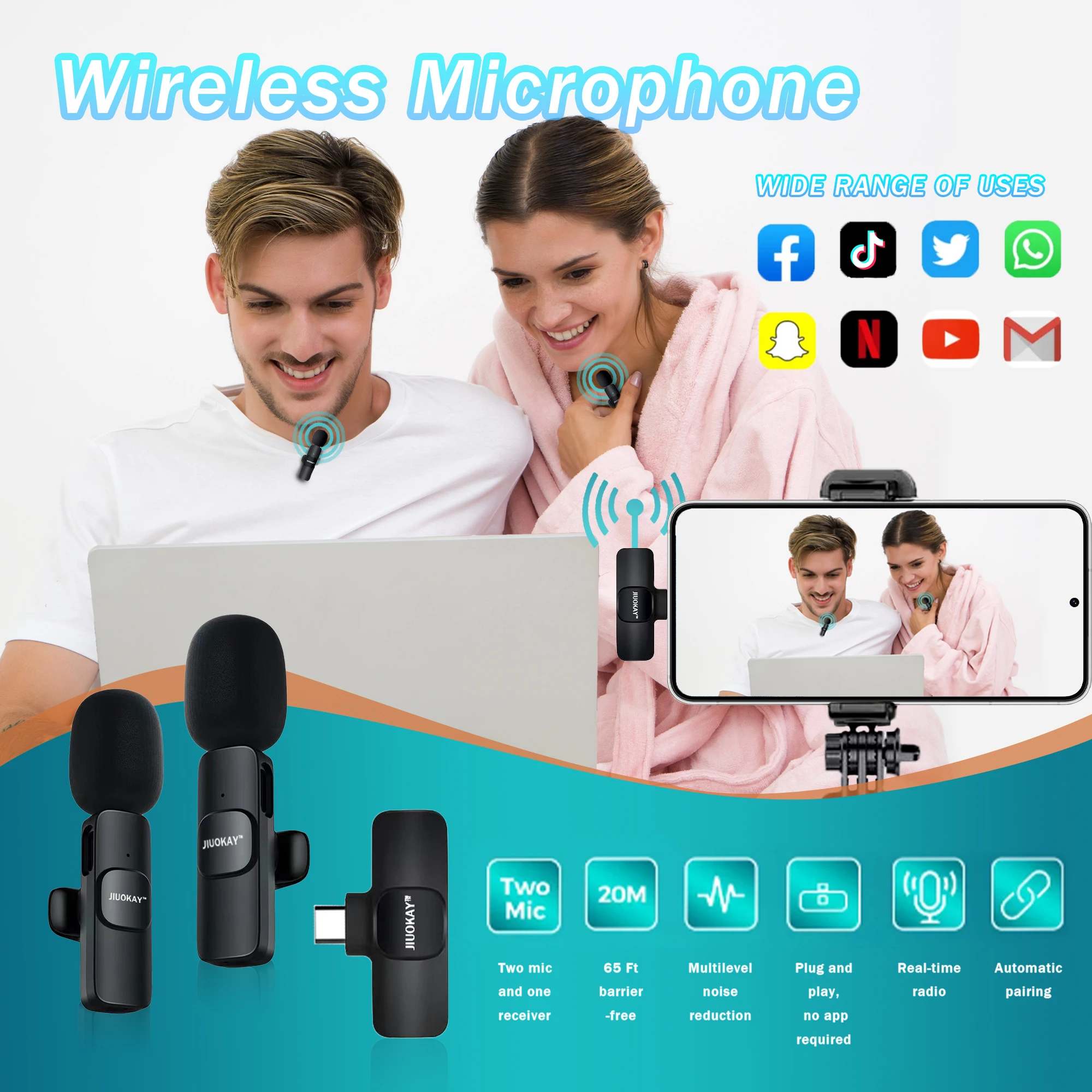 Professional Mini Lavalier Microphone wireless for Speech Teaching Stage performance