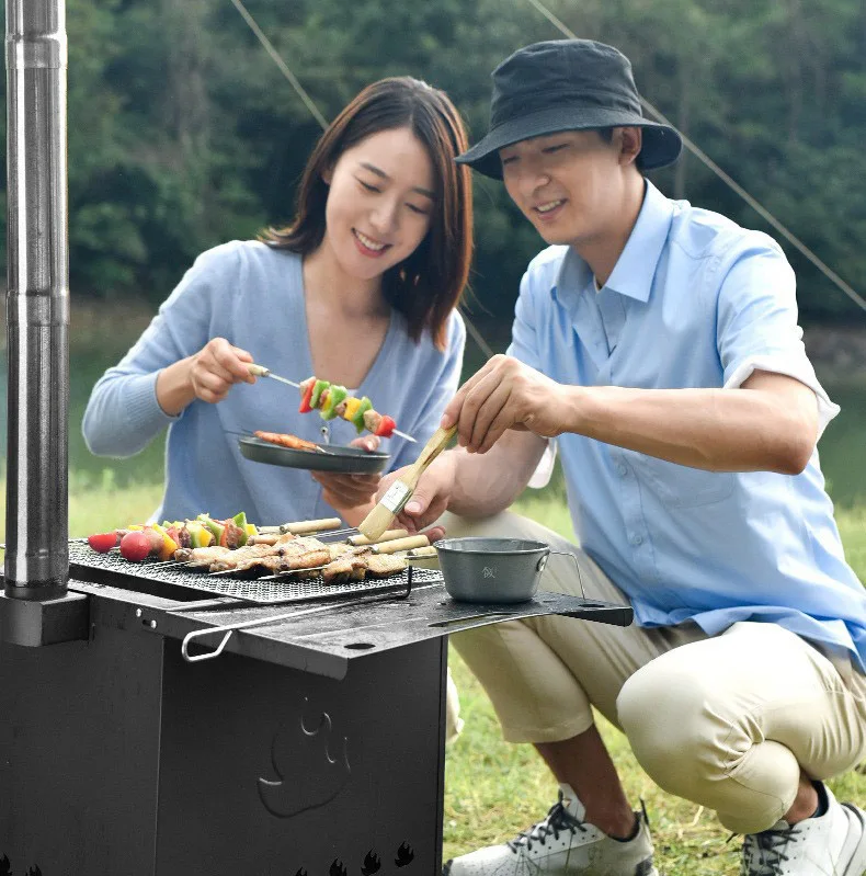 CHINA Cheap Picnic Cubic Folding Cooking Tent Sauna Camp Solo Fireplace Portable Wood Stove Cassette furnace