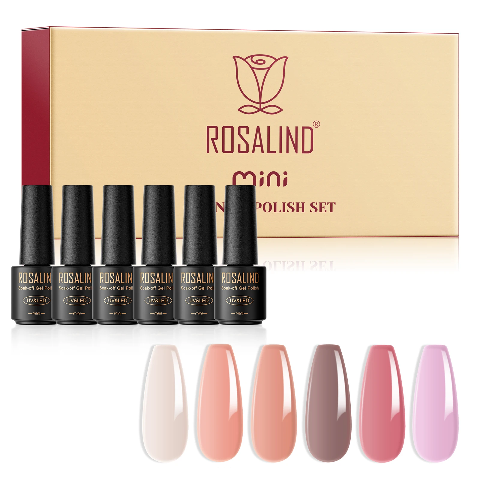 ROSALIND private label 7ml pure color soak off long lasting very good nude jelly uv gel nail polish set for nail art design