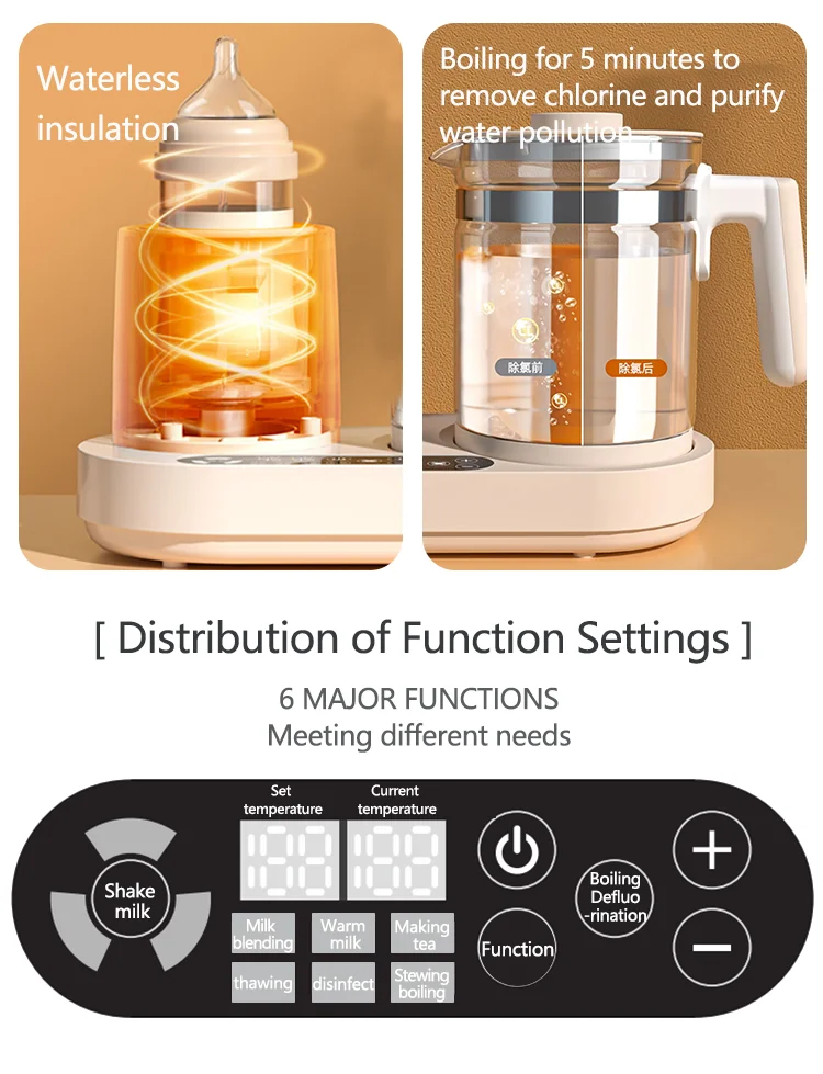 Best Selling High Borosilicate Glass Baby Milk Warmer Dispenser 72hours Constant Temperature Control Electric Milk Shaker Bottle