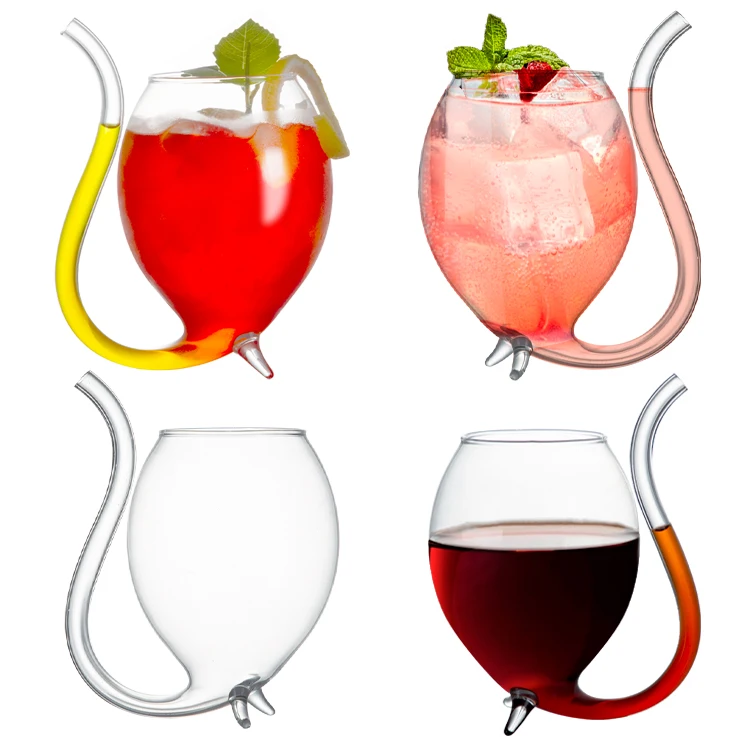 Luxury vintage 300ml custom stemless vampire red wine glass cup with straw margarita cocktail glasses creative